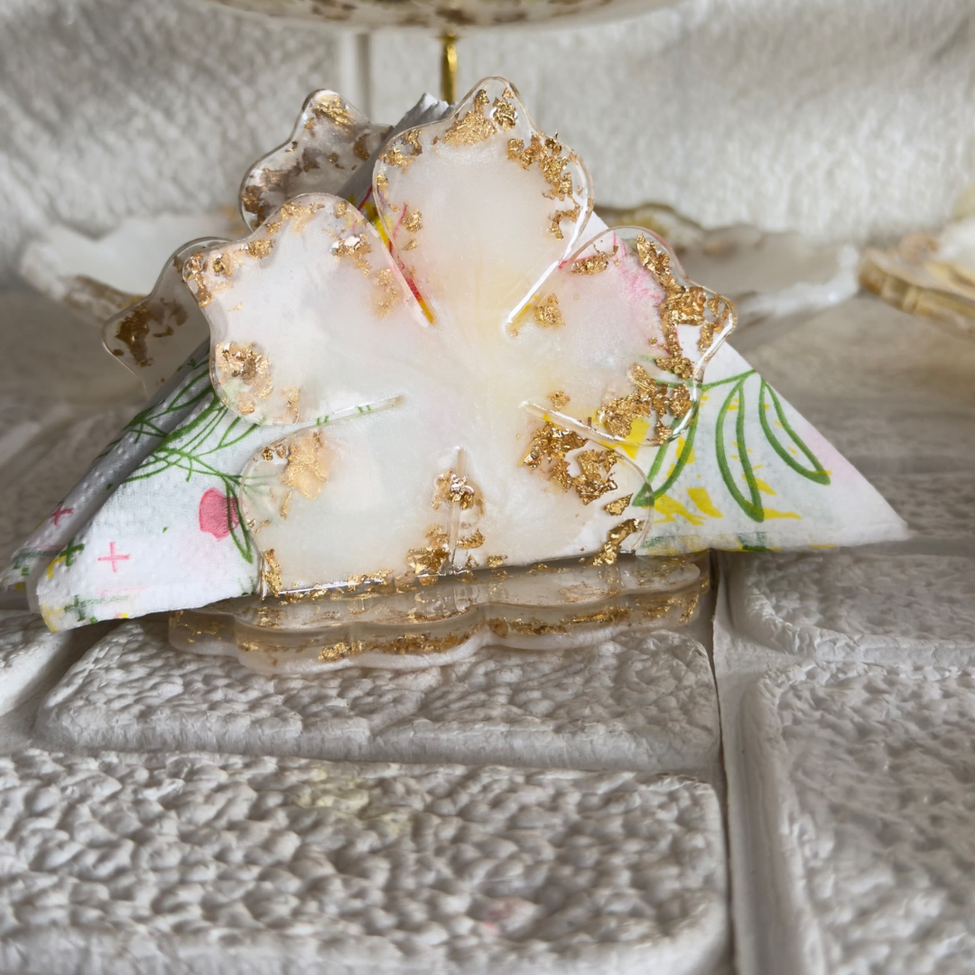 Handmade Resin Napkin Holder with Gold Foil Detailing