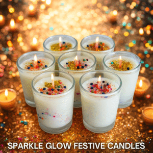 sparkle glow festive candle pack of six