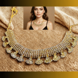 luxury gold plated american diamond choker necklace