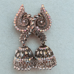 elegant silver kundan jhumka earrings – traditional ethnic statement jewelry